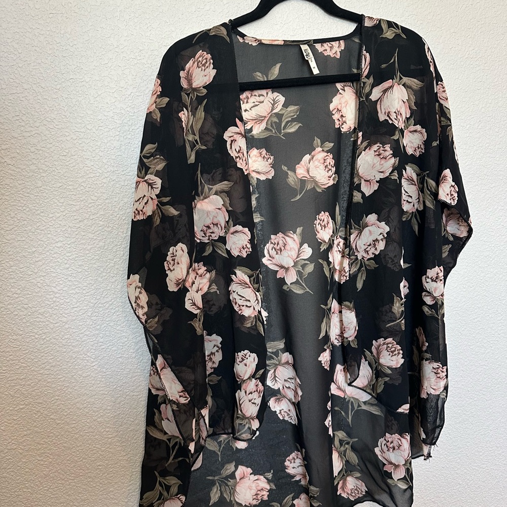 Live 4 Truth Black Kimono with Pink Floral Design